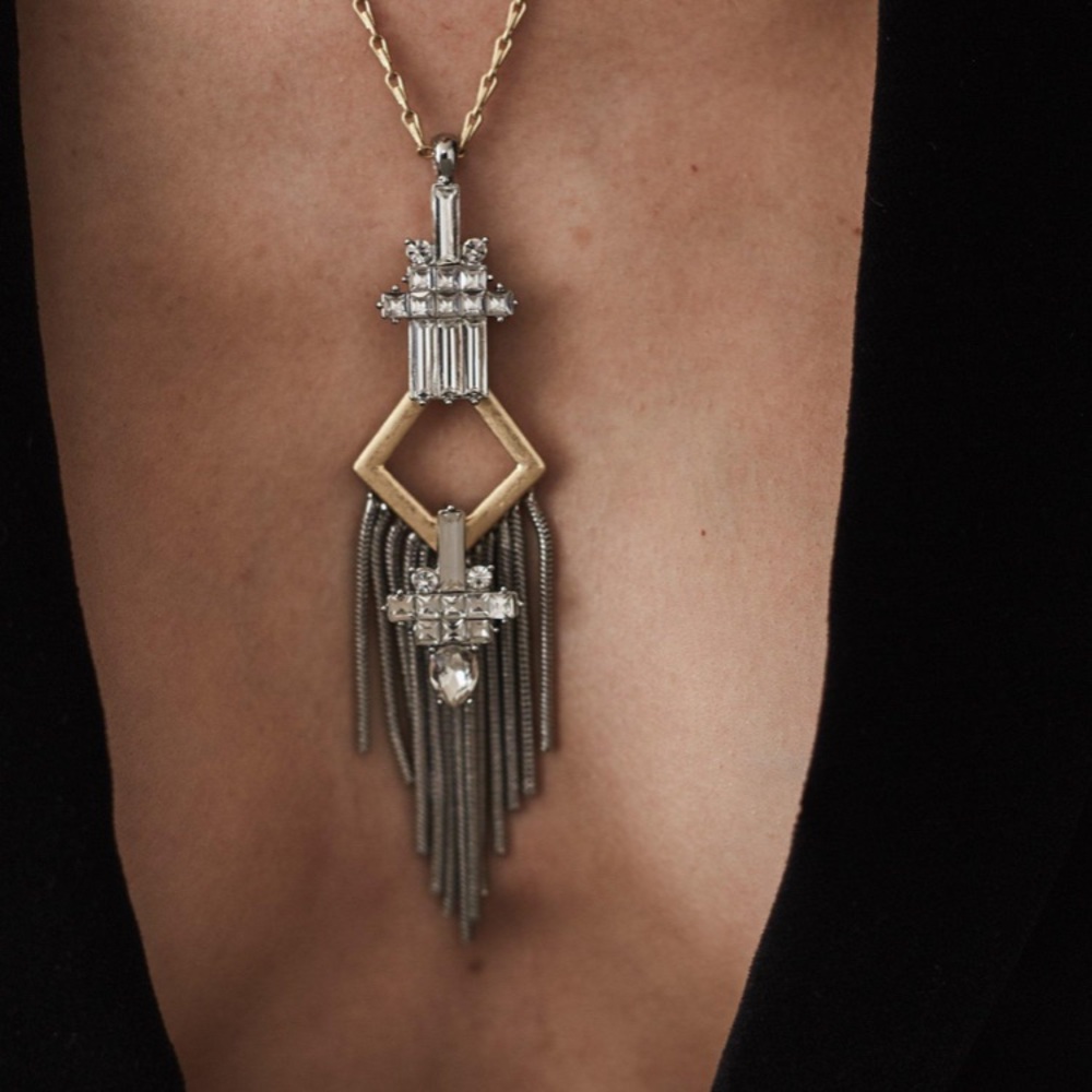 Reiss Gold and Silver Geometric Necklace